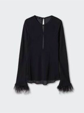 Mango blouse with feather detail
